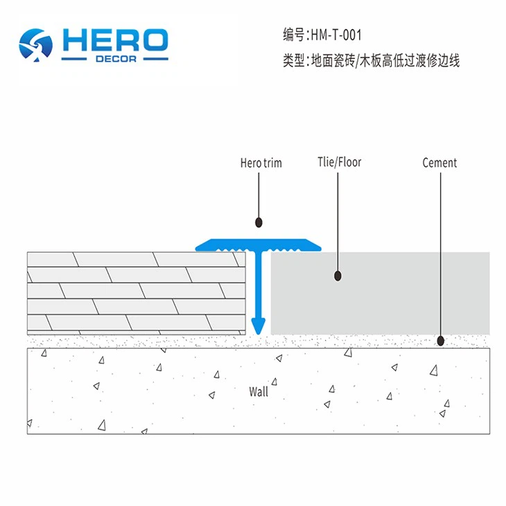 HM-T-001 Tile T Molding drawing